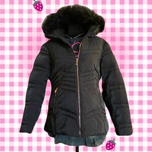 ZeroXposur Quilted Black Puffer Jacket with Fur Trim
